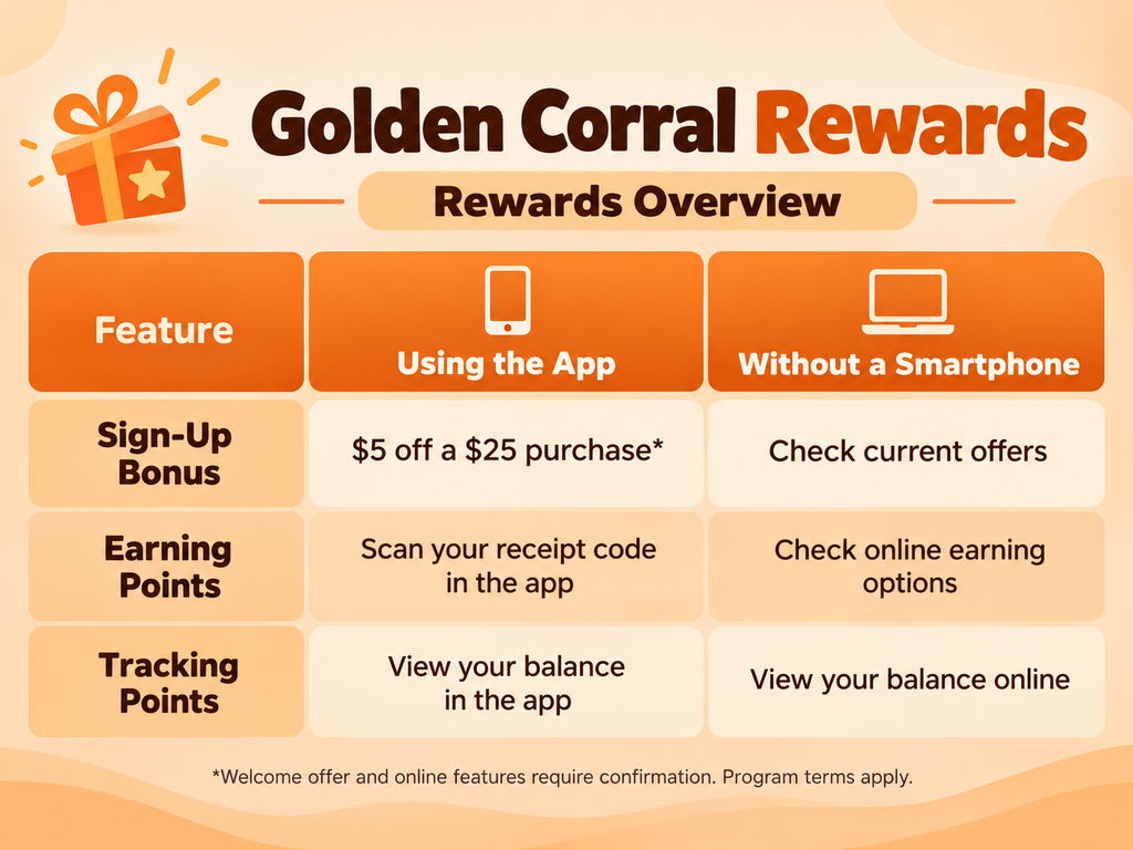 Complete Guide to Golden Corral Rewards 6 Rewards with or without the app